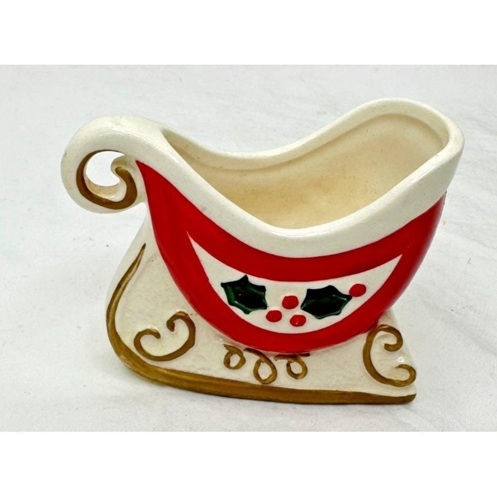 Holt Howard 1960 Ceramic Sleigh Christmas Decor Dish Container Retro Mid Century